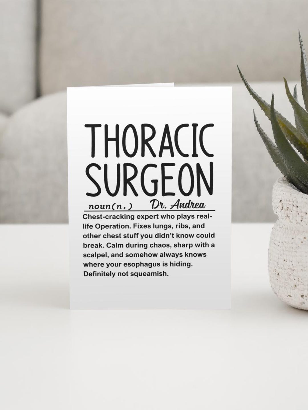 Surgeon Thank You, Doctor Card, Custom Md Card, Thoracic Surgeon ...