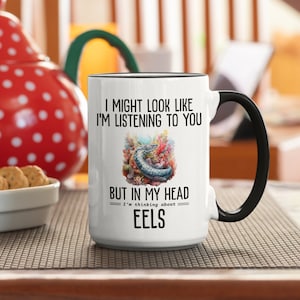 I Love Eels Mug | Cute Eel Gift Mug | Cute Eel Gift Idea | White Glossy Mug | Moray Coffee Cup | Eel Coffee Mug