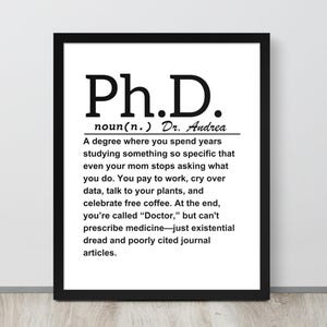 PhD Geschenk, gerahmtes Plakat, benutzerdefinierter Abschluss, PhD-Dekor, Doktorgeschenk, gerahmtes Diplom, graduiertes Andenken, PhD-Wandkunst gerahmtes Plakat