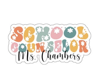 Personalized School Counselor Sticker | Retro Floral Vinyl Decal