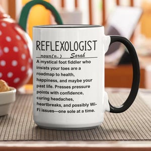 Lustiger Reflexologen Kaffeebecher, Geschenk für Reflexologie Liebhaber, Einzigartige Keramik Tasse, Selbstfürsorge Humor, Wellness Geschenkidee, Geburtstagsgeschenk