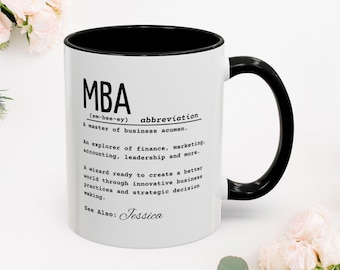 Taza de MBA personalizada, regalo para graduados de MBA, taza de negocios, taza de café de MBA, regalo para estudiantes de MBA, taza para futuros directores ejecutivos