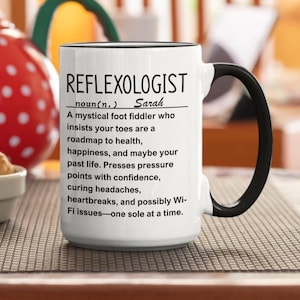 Lustiger Reflexologen Kaffeebecher, Geschenk für Reflexologie Liebhaber, Einzigartige Keramik Tasse, Selbstfürsorge Humor, Wellness Geschenkidee, Geburtstagsgeschenk