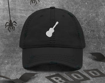 Ukulele Embroidery Distressed Dad Hat | Music Lover Gift