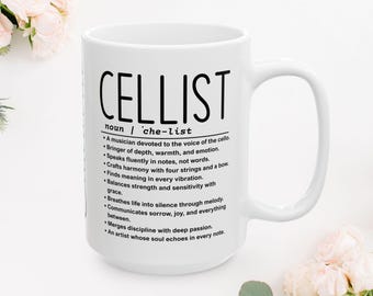 Cellist mug, Gift for cellist, Cello lover mug, Cello player gift, Music teacher mug, Cello coffee mug