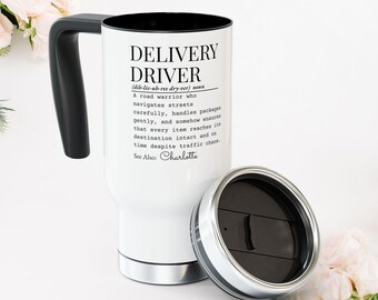 Taza/vaso de viaje con asa con diseño de repartidor, 414 ml (14 oz).