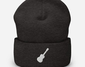 Ukulele Embroidery Beanie for Music Lovers and Players