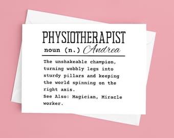 Physiotherapist Definition Greeting Card | Physical Therapy Gift