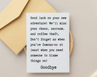 Divertida tarjeta digital de despedida, divertida tarjeta electrónica de despedida o conmovedora para compañeros de trabajo y amigos.