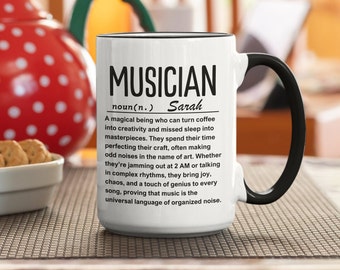 Musiker Geschenk | Musiker-Tasse | Musiker Kaffee Tasse | Gitarren-Tasse Individuell | Musik-Liebhaber-Geschenk | Musiknoten Tasse | Kundenspezifische Musik-Tasse