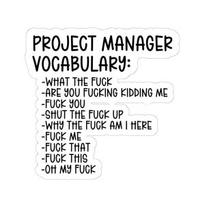 Project Manager Vocabulary Sticker, Funny Work Quote Decal, Office Humor Gift