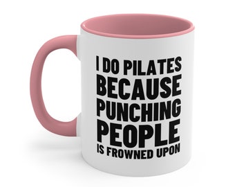 Pilatesmok, grappig fitnesscadeau, accentkoffiemok
