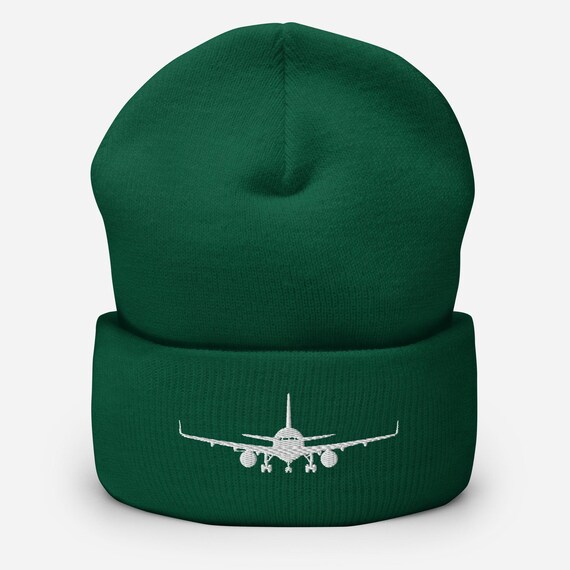 Airplane Embroidery Beanie, Cozy Aviator-inspired Winter Hat