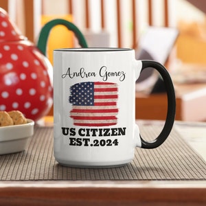 Neues Bürgerschaftsgeschenk | Bürgerschaft Geschenk Tasse | Amerikanische Einbürgerungszeremonie | Doppelte Nationalität | Est 2024 Tasse | Kaffeebecher (11Oz)
