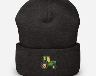 Tractor embroidery beanie