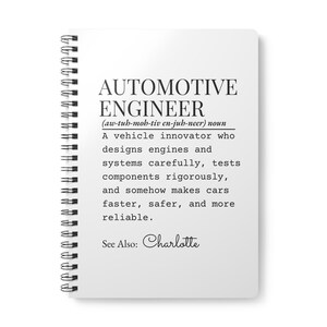 Quaderno di definizione per ingegnere automobilistico