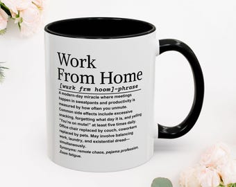 Work from home mug, Remote work mug, Funny office mug, Home office gift, Coworker gift color accent mug 11oz