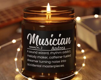 Vela de músico, regalo divertido para amantes de la música, vela personalizada para cantantes, miembros de bandas, compositores o profesores de música.