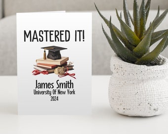Masters Degree Card | Mastered It Card| Masters Degree Gift | Digital Download | Mba Graduation Gift | Mba Gifts For Women | Graduation card