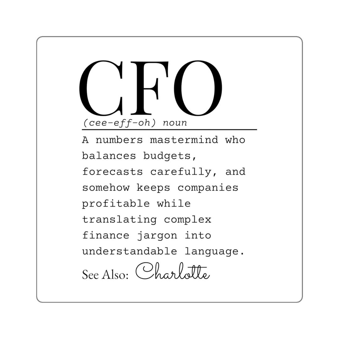 CFO Definition Typography Square Sticker | Accountant Finance Office ...