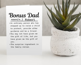 Bonus Dad Card | Card For Step Dad | Stepdad Gift | Step Dad Gift | Gift For Step Father | Funny Gag Gift | Custom Bonus Dad Gift