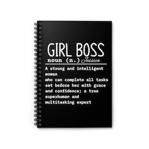 Girl Boss | Ruled Line | Boss Lady Journal | Daily Planner | Personalized Notebook | Hardcover Spiral | Entrepreneur Gift | Feminist Gift