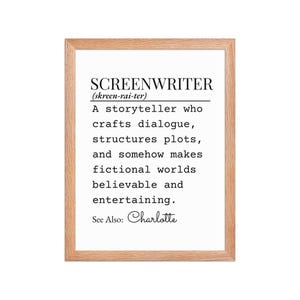 Screenwriter Framed Poster | Personalized Screenwriter Wall Art | Script Writer Gift