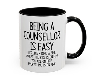 Tazza da caffè "Counselor", tazza divertente per counselor, regalo per professionisti della salute mentale, graziosa tazza da ufficio, tazza da caffè con manico nero