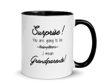 Pregnancy Announcement Surprise Mugs You're Going To be A Grandpa & Grandma Set, Baby Announcement for Grandparents, Grandfather Grandmother