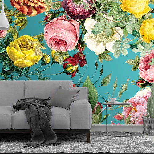 Elegant Bold Flowers Wallpaper Peel and Stick Wall Mural - Etsy UK Elegant Bold Flowers Wallpaper Peel and Stick Wall Mural - Etsy UK