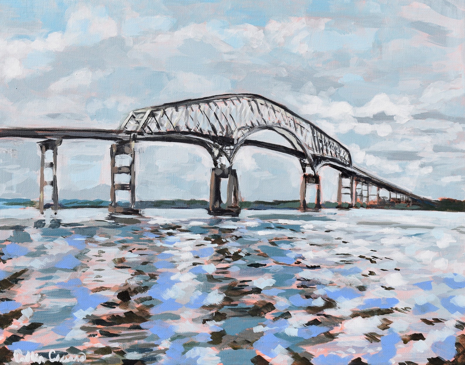 Key Bridge Painting Baltimore Maryland Matted Print Etsy