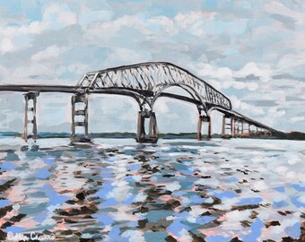 Key Bridge Print of Artwork by Collin Cessna Baltimore Dundalk Maryland MD Anne Arundel County