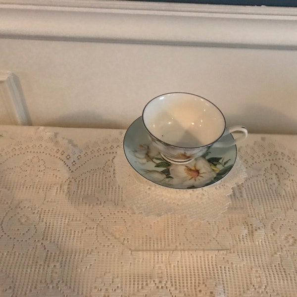 Gracie Bone China Gardenia tea cup with saucer