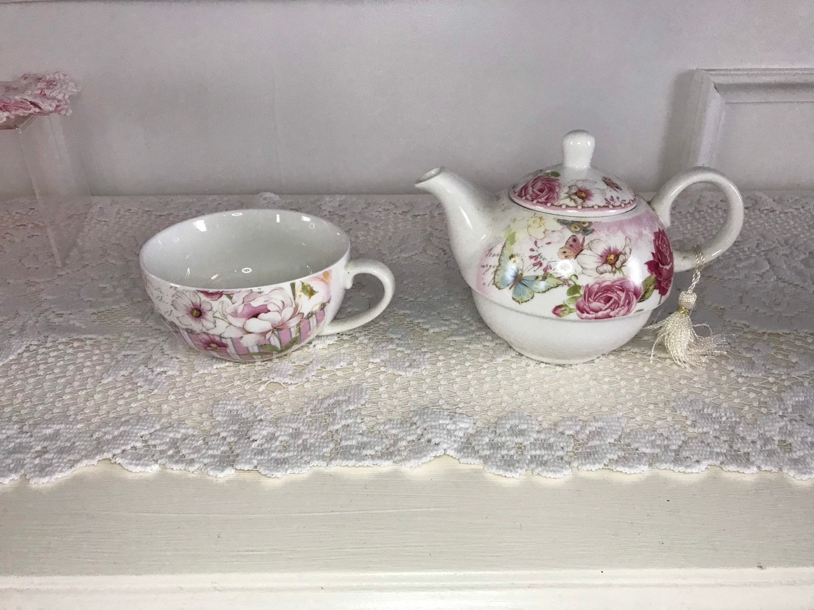Delton Teapot With Flowers for One Etsy