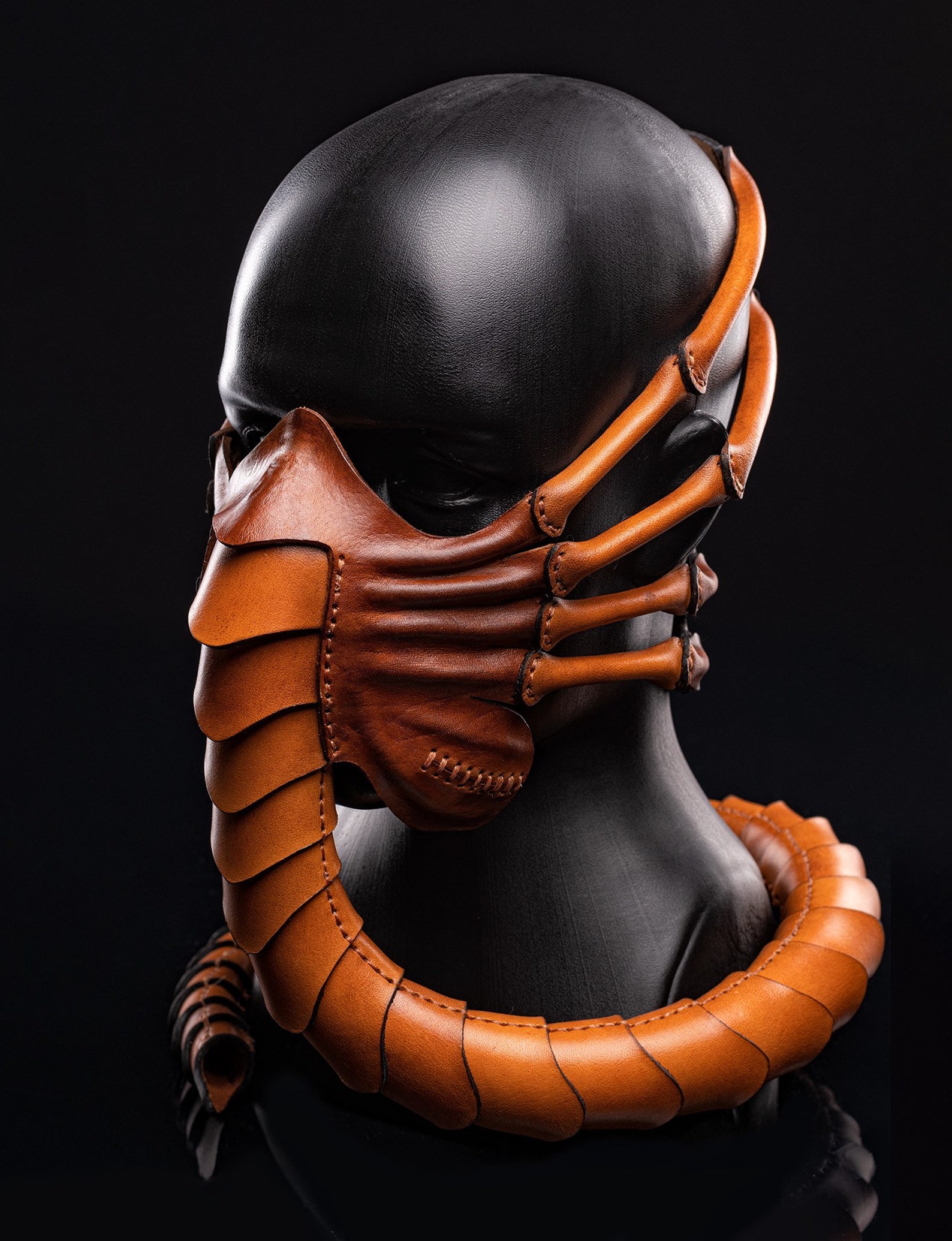 Facehugger mask. Real leather. Etsy