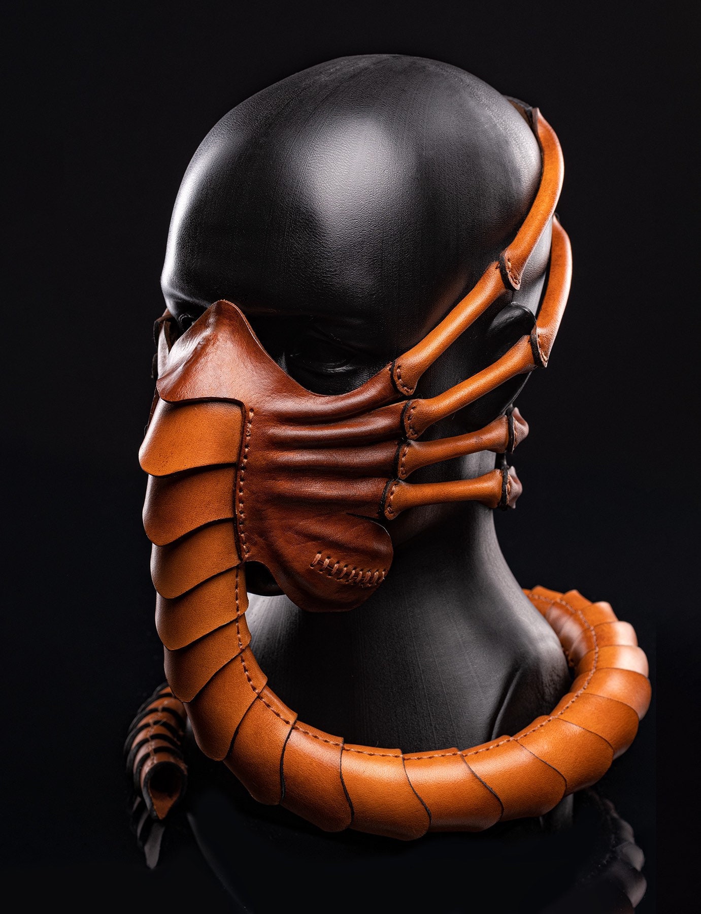 Facehugger mask. Real leather. Etsy