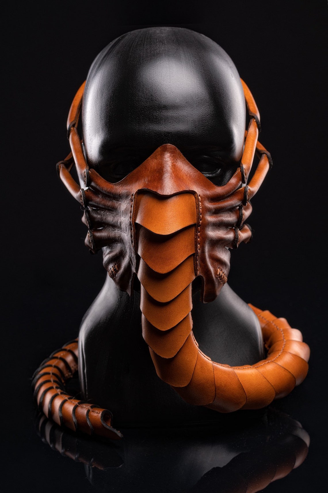 Facehugger mask. Real leather. Etsy
