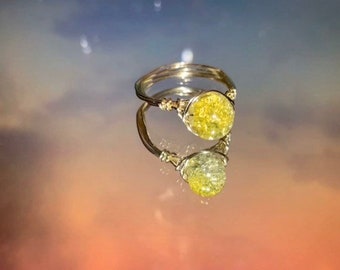 Gold ring with yellow crystal (handmade)