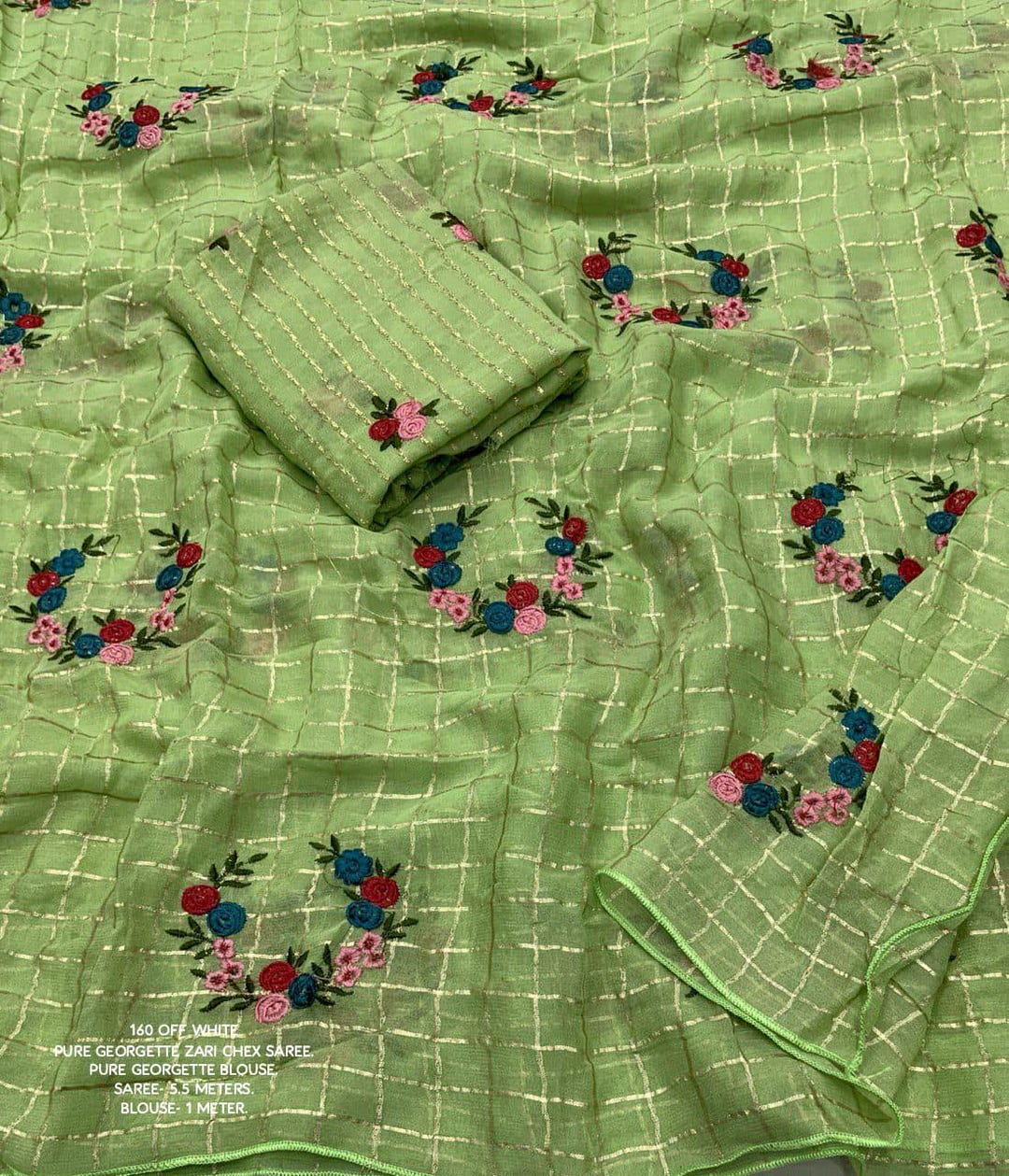 Handcrafted Jardoshi Saree With chex Trendy Saree