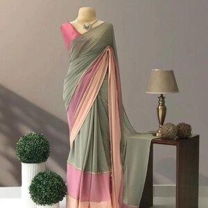 Samantha mam inspired pastel green soft georgette trendy saree