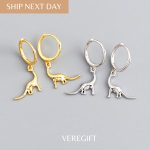 Tiny Dinosaur Hoop Earrings: 18k Gold Plated Sterling Silver