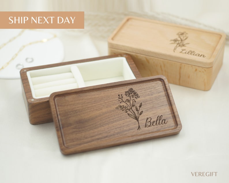 Jewelry Box, Personalized Wood Jewelry box, portable travel case jewelry box, Jewelry Gift box, birthday gift, gifts for women, gift for her