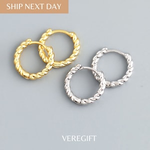 Braided Sterling Silver Hoop Earrings: 18k Gold Plated