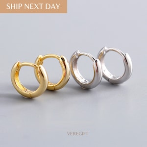 Mini Hoop Earrings: 18k Gold Plated Sterling Silver, Lightweight