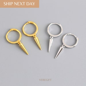 Minimalist Spike Hoop Earrings: 18k Gold Plated Sterling Silver
