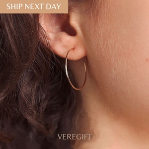 Gold Plated Sterling Silver Hoop Earrings: Lightweight Minimalist Jewelry