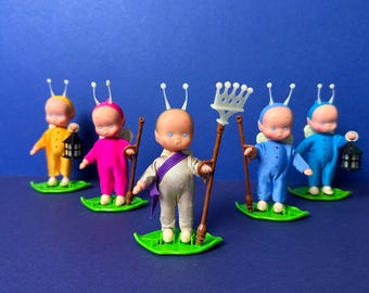 Vintage Hornby 1985 Boo Boos Care dolls pixie flower fairy fairies doll Mabel Lucie Attwell glow in the dark rare accessories alien antenae