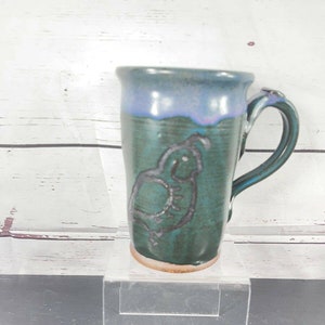 Vintage Studio Art Pottery Coffee Mug Partridge Bird Green Gray Gertung ‘91