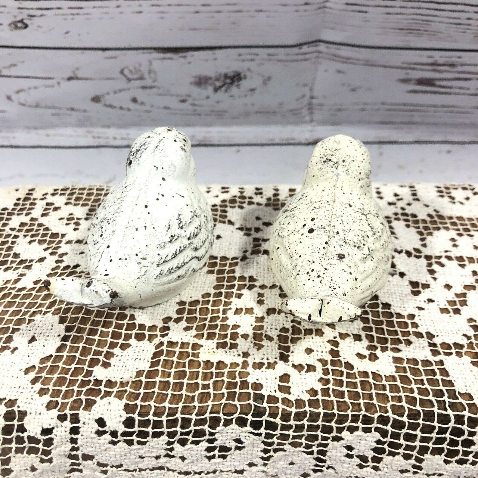 Gusseisen Set von 2 Vogel Figuren rustikale weiße Handwerk | Etsy