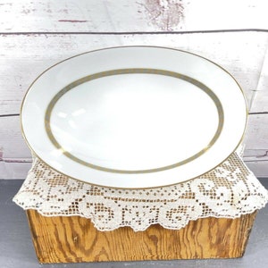 Noritake China OVAL Serving Bowl Grey Gold Greek Key Hartford 5944